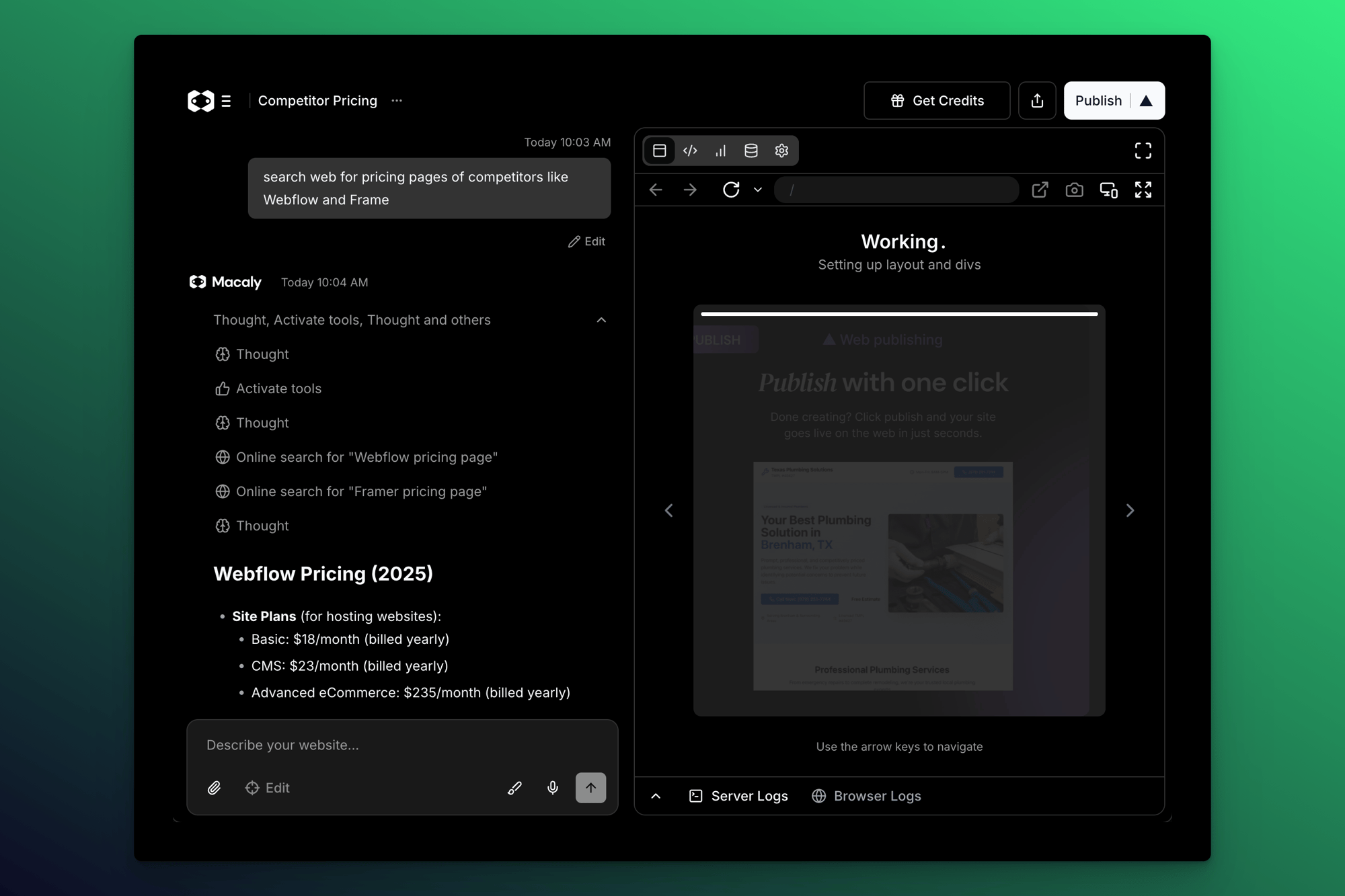 Web search functionality