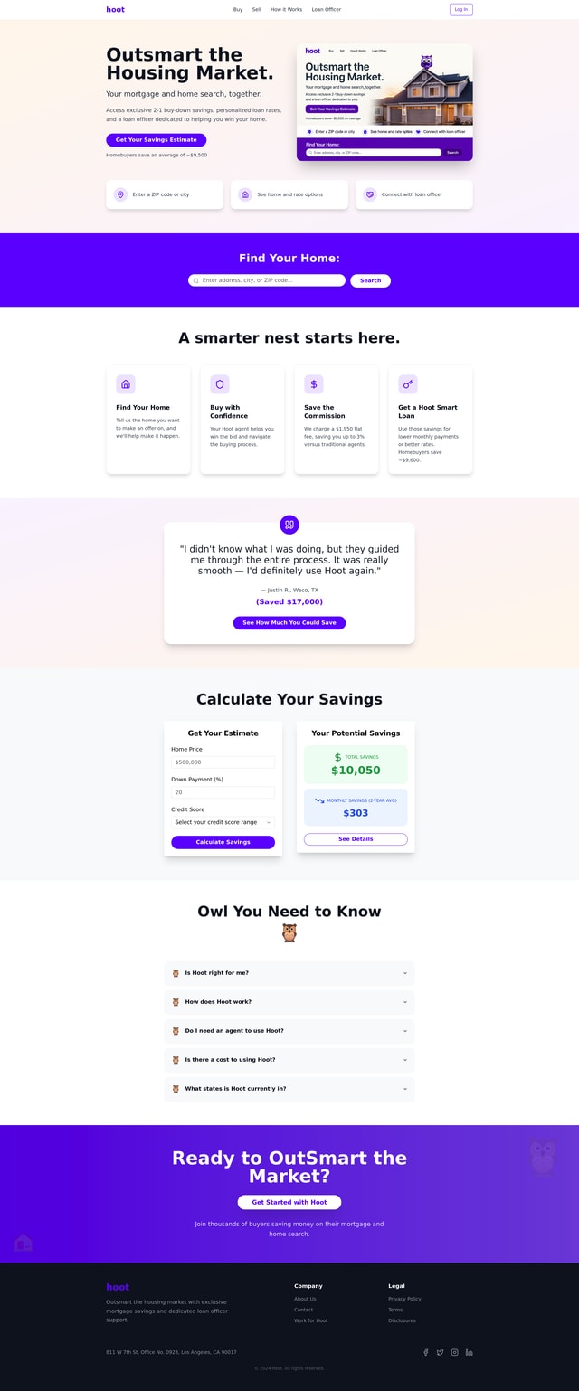 Hoot Redesign Landing