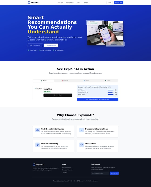 ExplainAI Landing Page