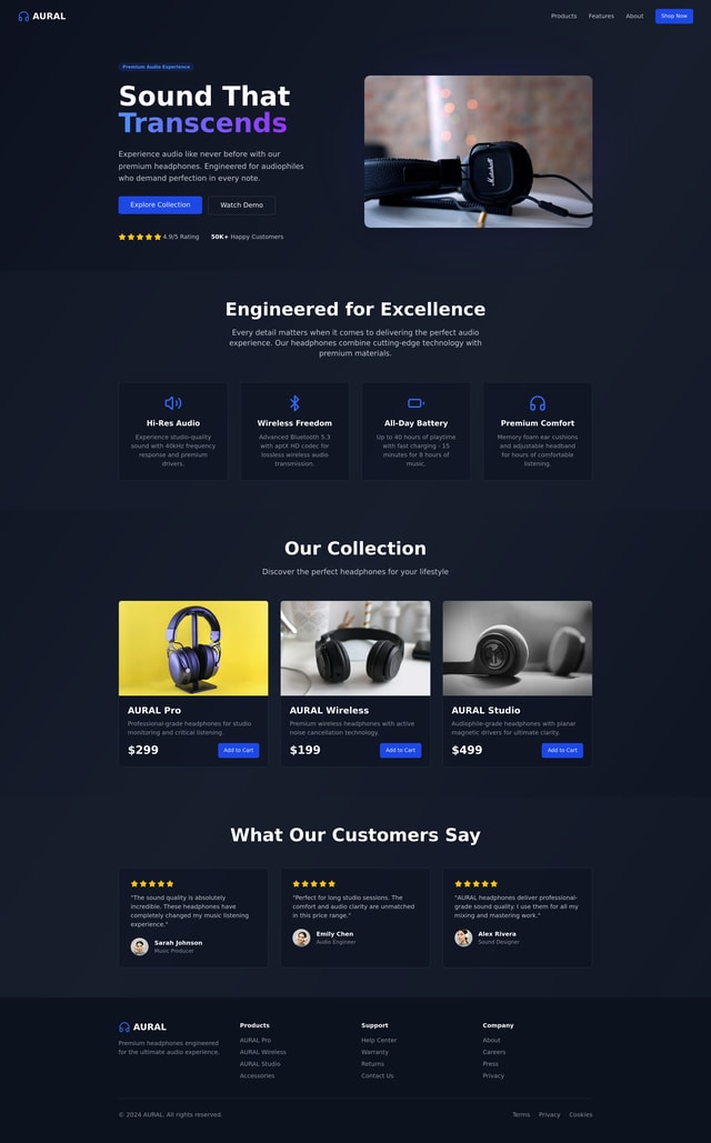 Headphone Website Design