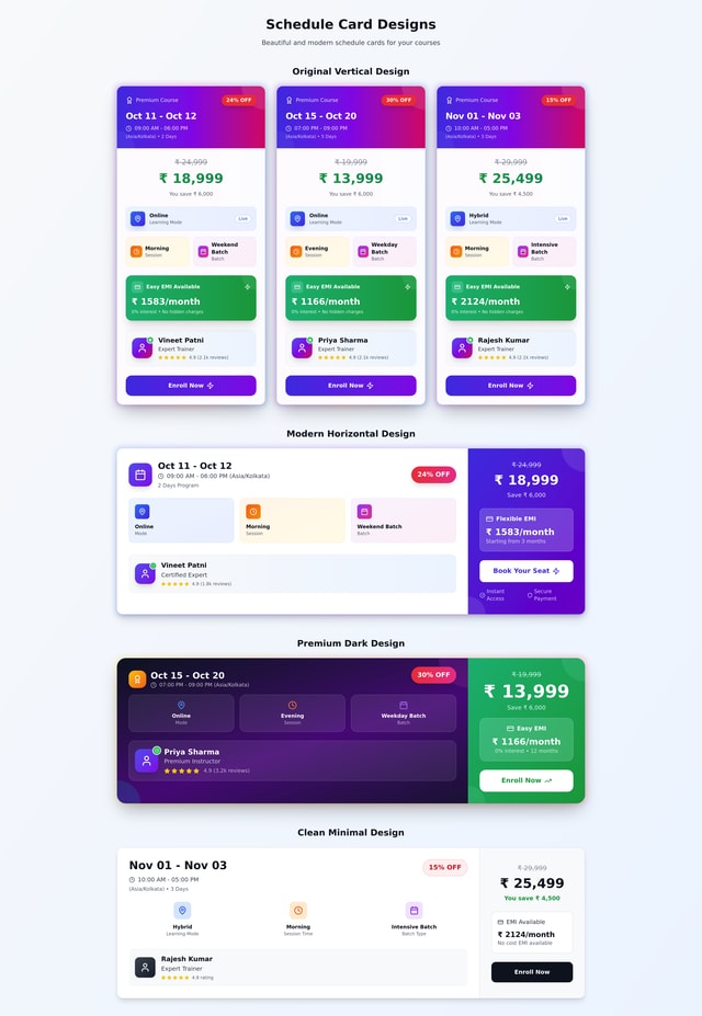 Schedule Card Design