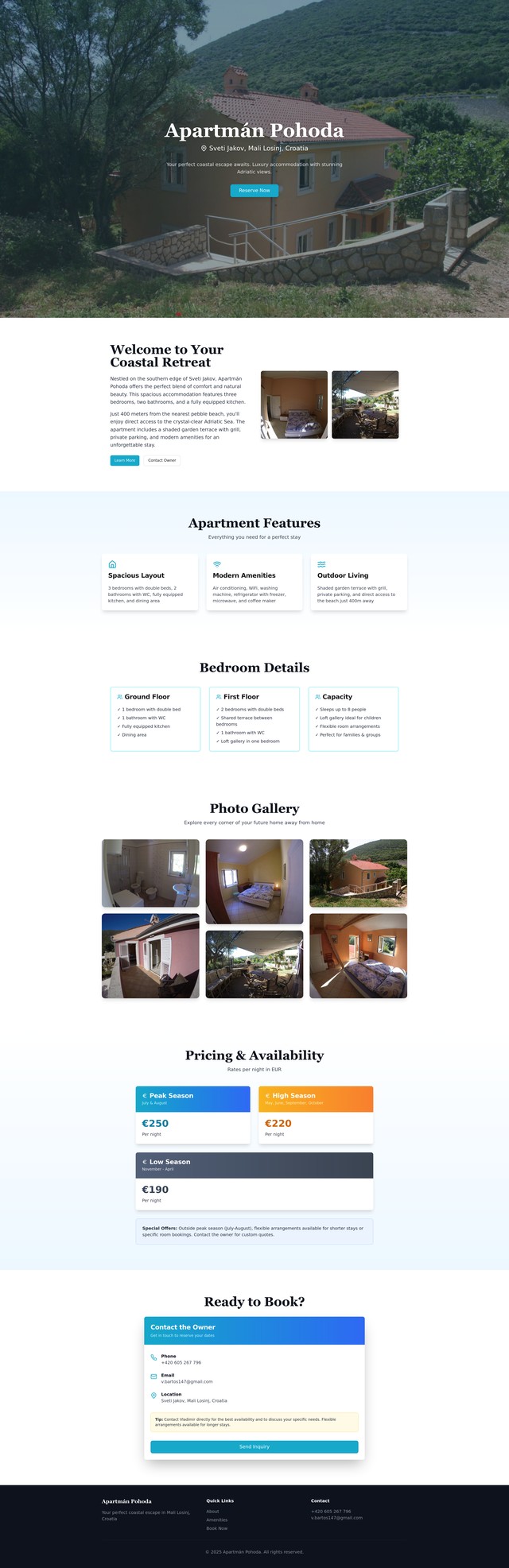 Losinj Apartment Webpage