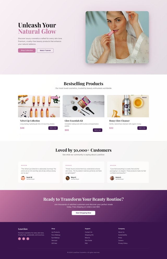 Cosmetic Landing Page