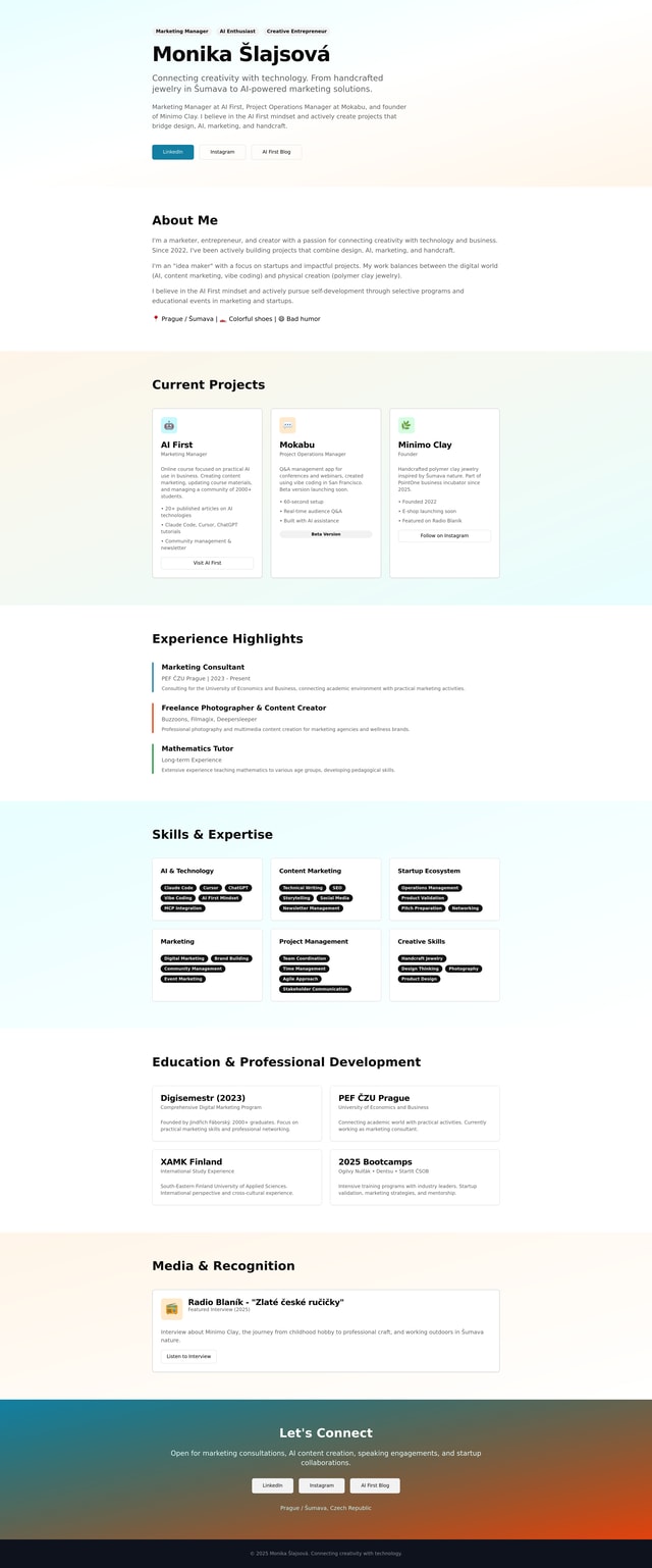 Monika Šlajsová Website