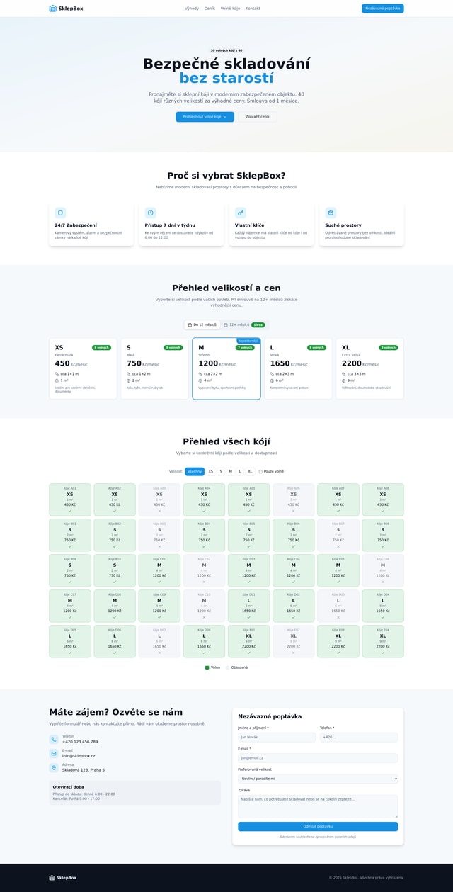 Sklepní Kóje Pronájem