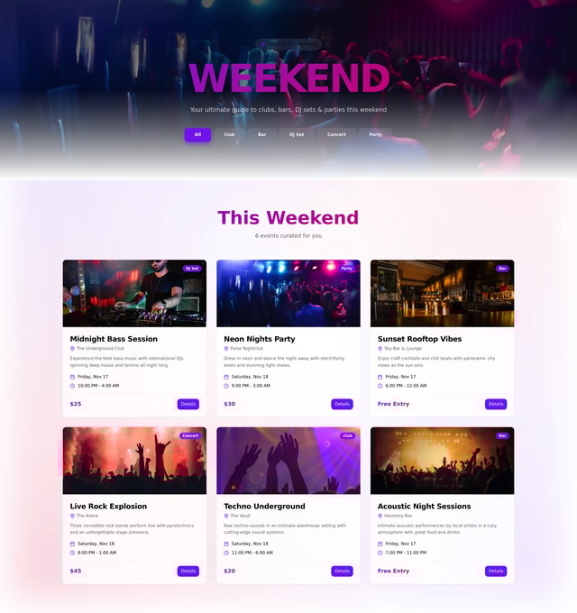 Weekend Event Aggregator