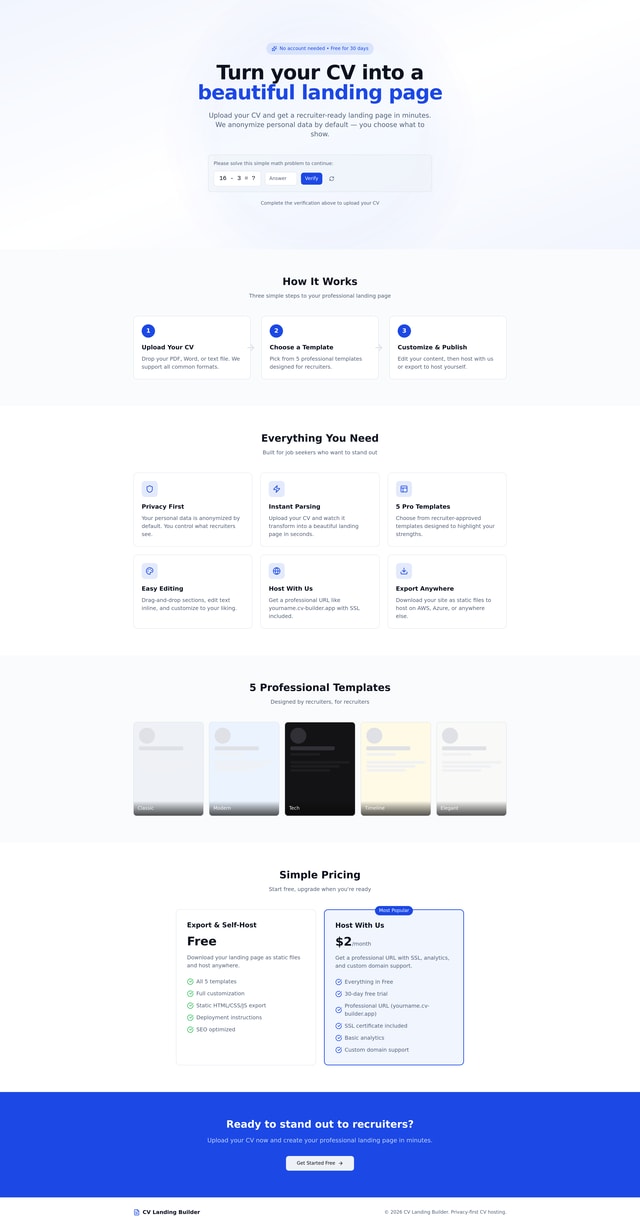CV Landing Page