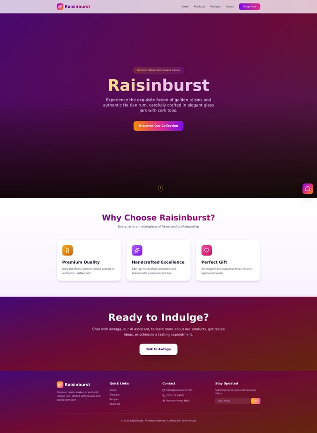 Raisinburst Website Design