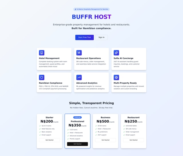 Buffr Host Requirements