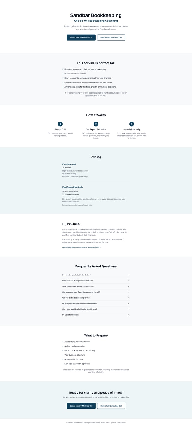 Carrd Bookkeeping Page