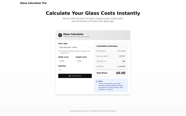Glass Calculator Tool