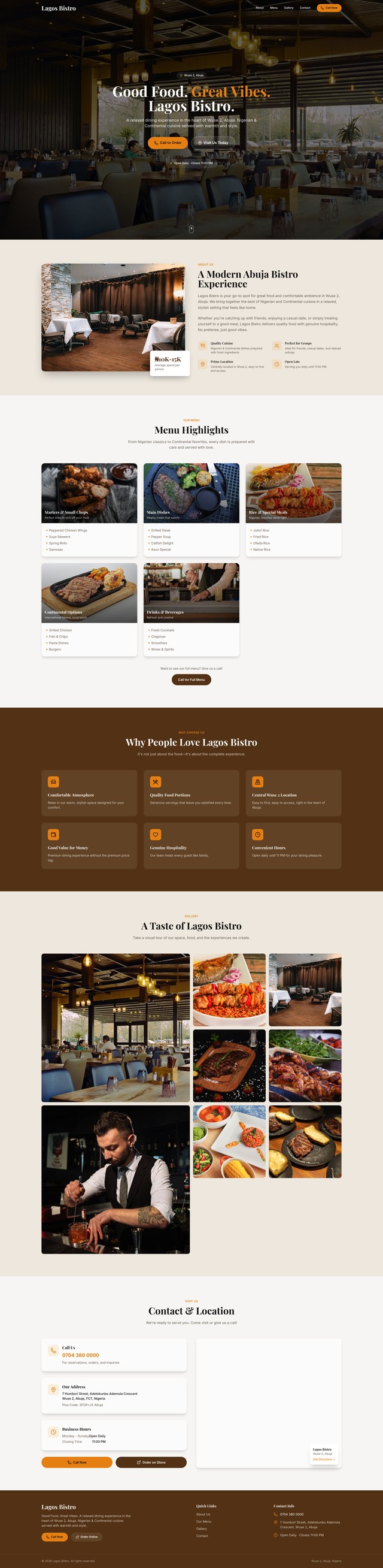 Lagos Bistro Website