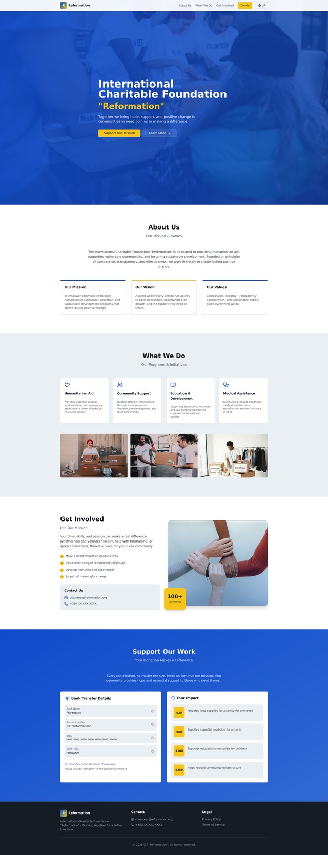 Reformation Landing Page