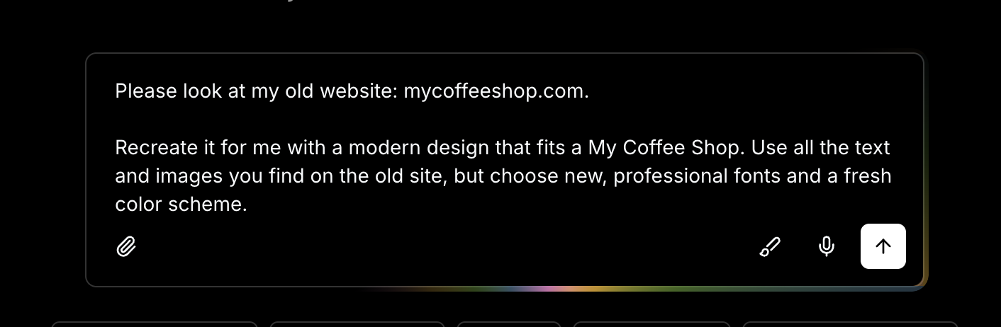 The Macaly chat interface with the user's first prompt typed in.